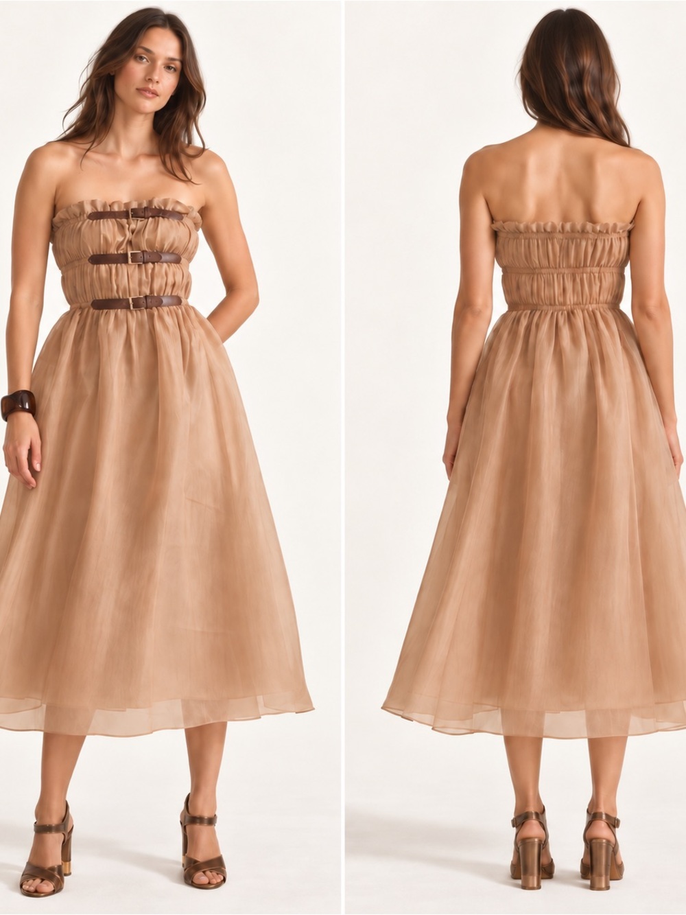 NWT Cynthia Rowley Buckle Up Silk Organza Dress + Anthropologie Bracelet
